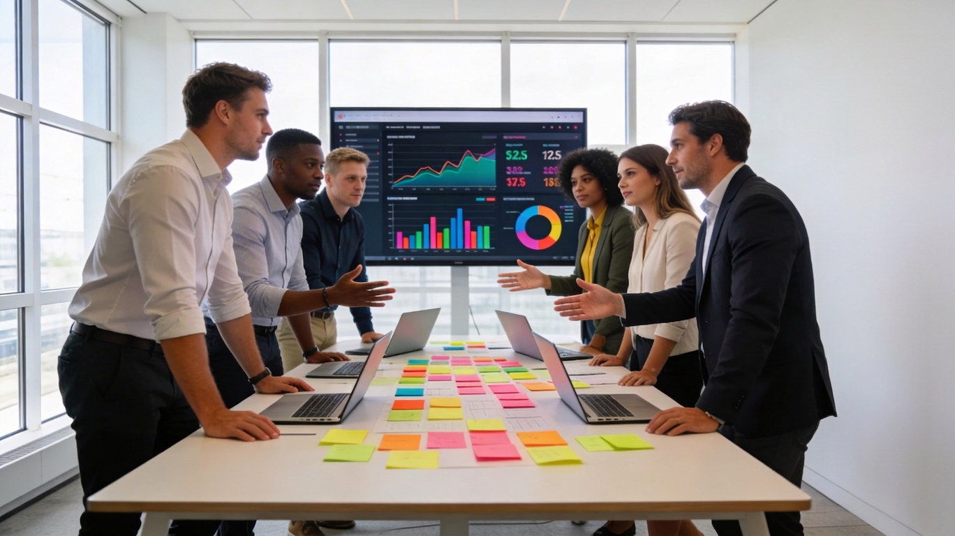 Réunion d'équipe en pilotage de mission